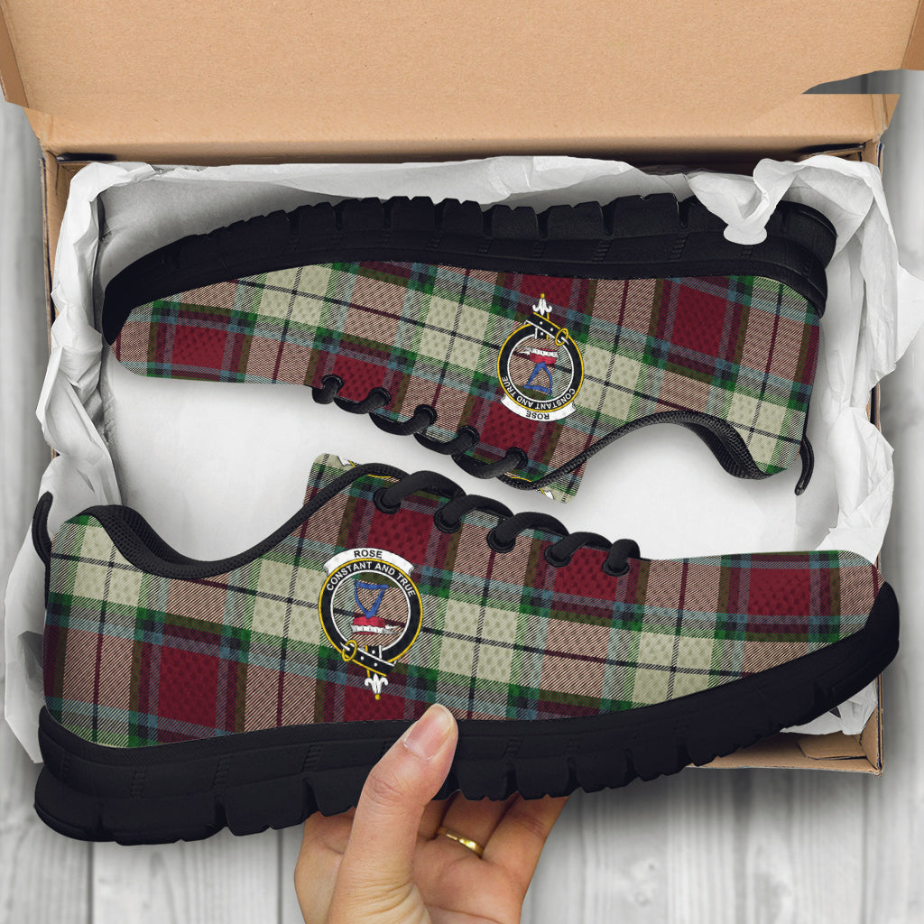 Rose White Dress Tartan Sneakers with Family Crest - Tartan Vibes Clothing