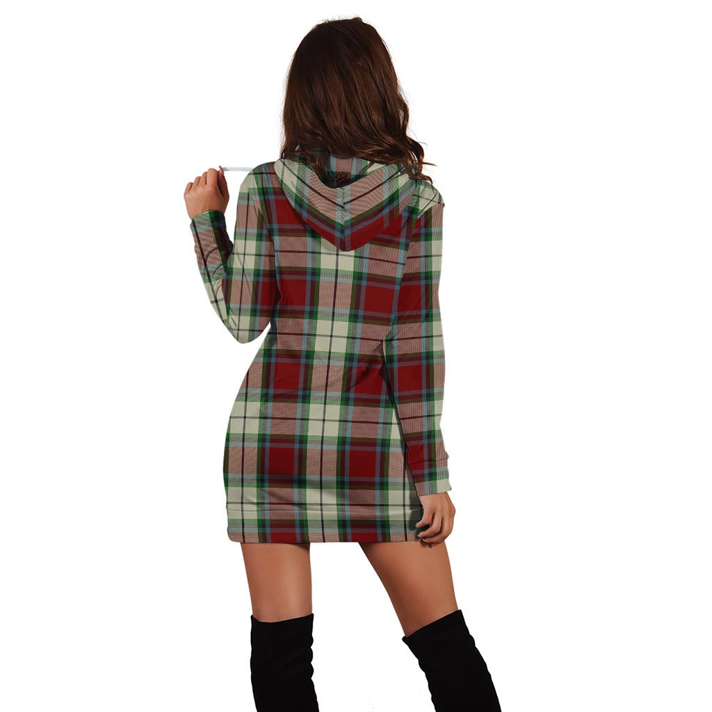 Rose White Dress Tartan Hoodie Dress with Family Crest - Tartan Vibes Clothing