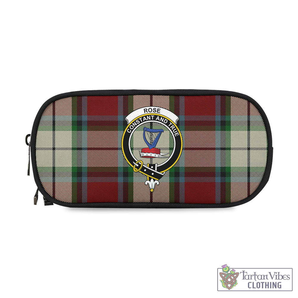 Tartan Vibes Clothing Rose White Dress Tartan Pen and Pencil Case with Family Crest