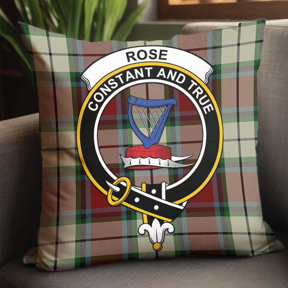 Rose White Dress Tartan Pillow Cover with Family Crest - Tartanvibesclothing