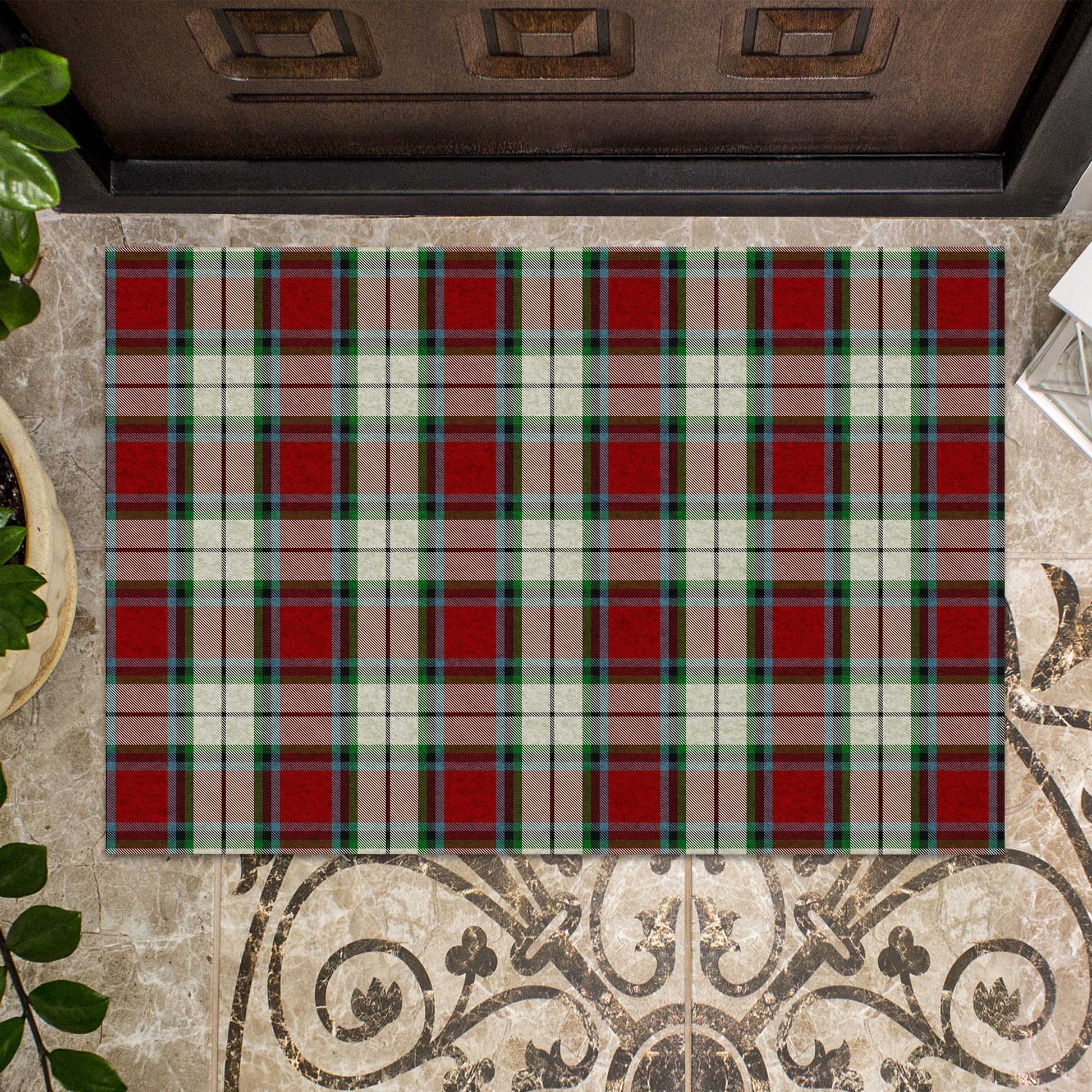 Rose White Dress Tartan Door Mat - Tartanvibesclothing Shop