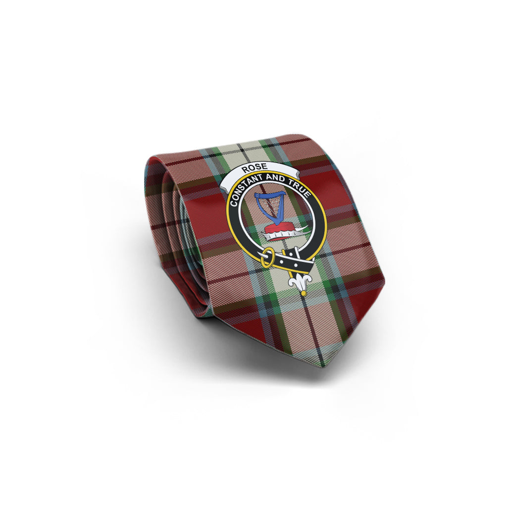 Rose White Dress Tartan Classic Necktie with Family Crest - Tartan Vibes Clothing