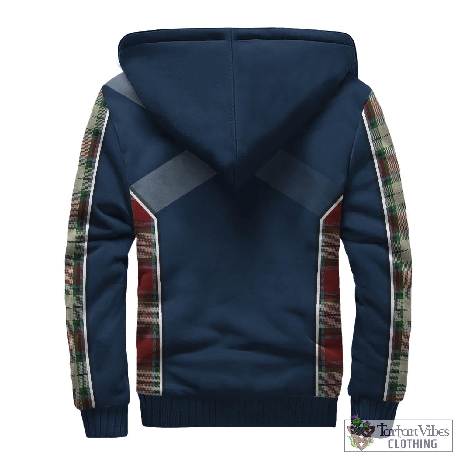 Tartan Vibes Clothing Rose White Dress Tartan Sherpa Hoodie with Family Crest and Scottish Thistle Vibes Sport Style