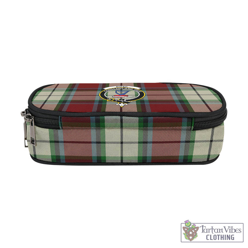 Tartan Vibes Clothing Rose White Dress Tartan Pen and Pencil Case with Family Crest