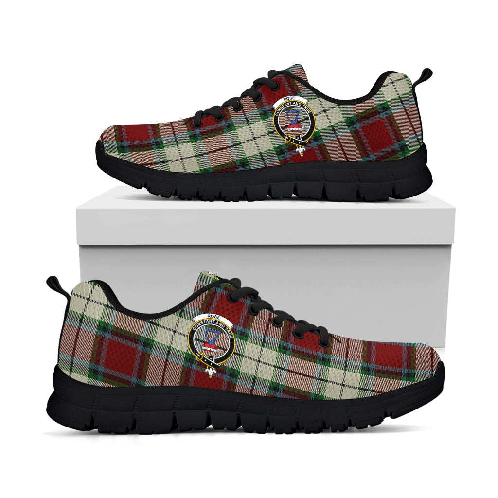 Rose White Dress Tartan Sneakers with Family Crest - Tartan Vibes Clothing