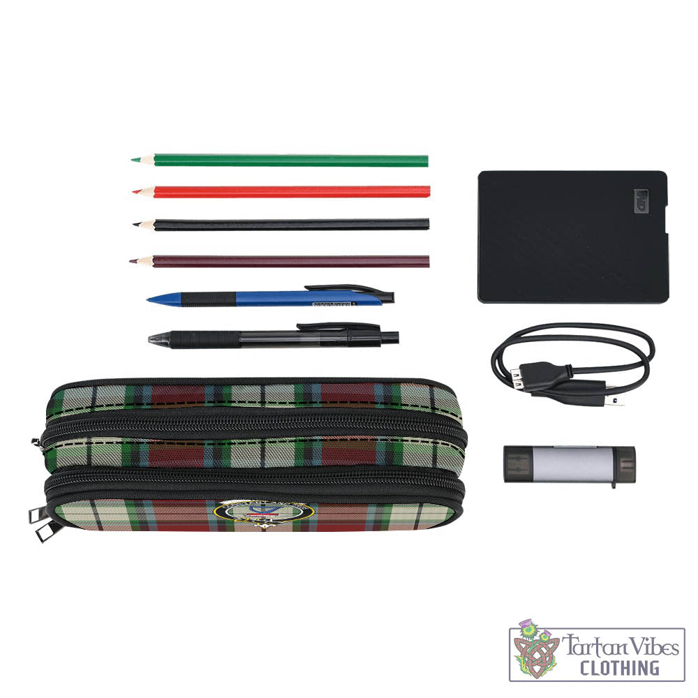 Tartan Vibes Clothing Rose White Dress Tartan Pen and Pencil Case with Family Crest