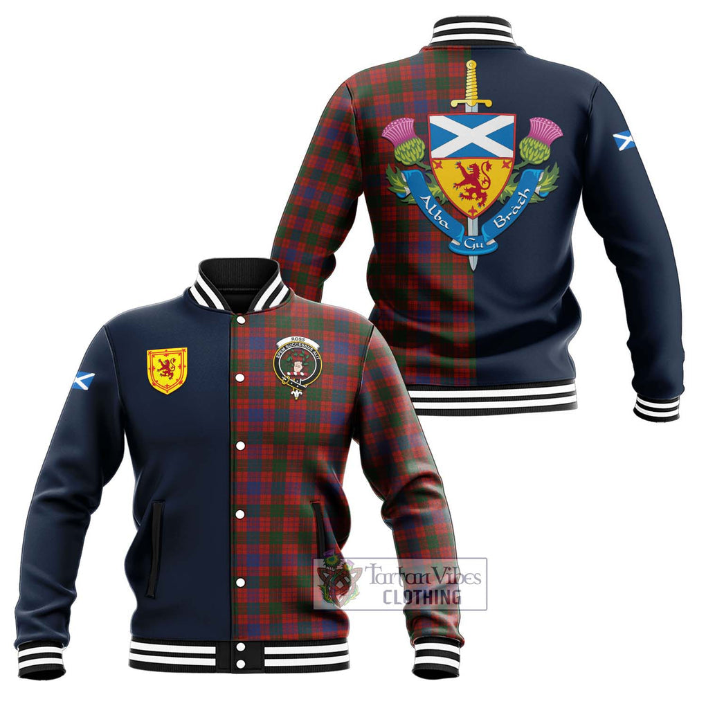 Tartan Vibes Clothing Ross Tartan Baseball Jacket with Scottish Lion Royal Arm Half Style