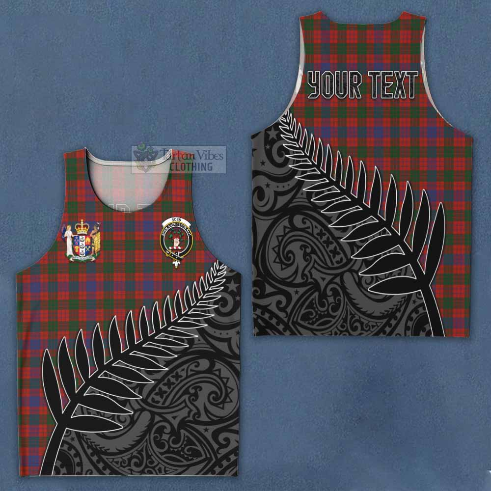 Tartan Vibes Clothing Ross Crest Tartan Men's Tank Top with New Zealand Silver Fern Half Style