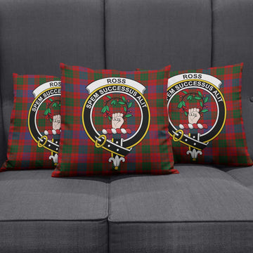 Ross Tartan Pillow Cover with Family Crest