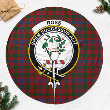 Ross Tartan Christmas Tree Skirt with Family Crest