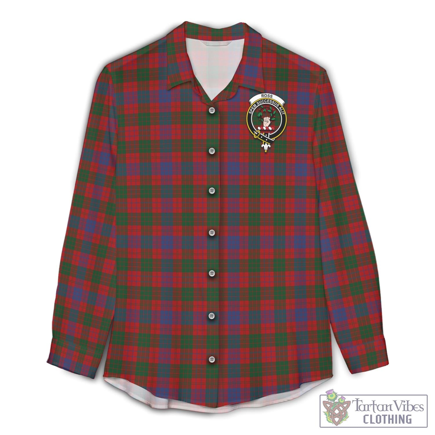 Tartan Vibes Clothing Ross Tartan Womens Casual Shirt with Family Crest