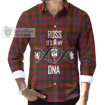 Ross Tartan Long Sleeve Button Shirt with Family Crest DNA In Me Style