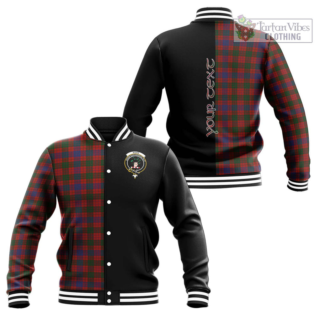 Ross Tartan Baseball Jacket with Family Crest and Half Of Me Style Unisex - Tartanvibesclothing Shop