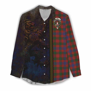 Ross Tartan Family Crest Women's Casual Shirt Alba Gu Brath Be Brave Lion Ancient Style Female - Tartan Vibes Clothing