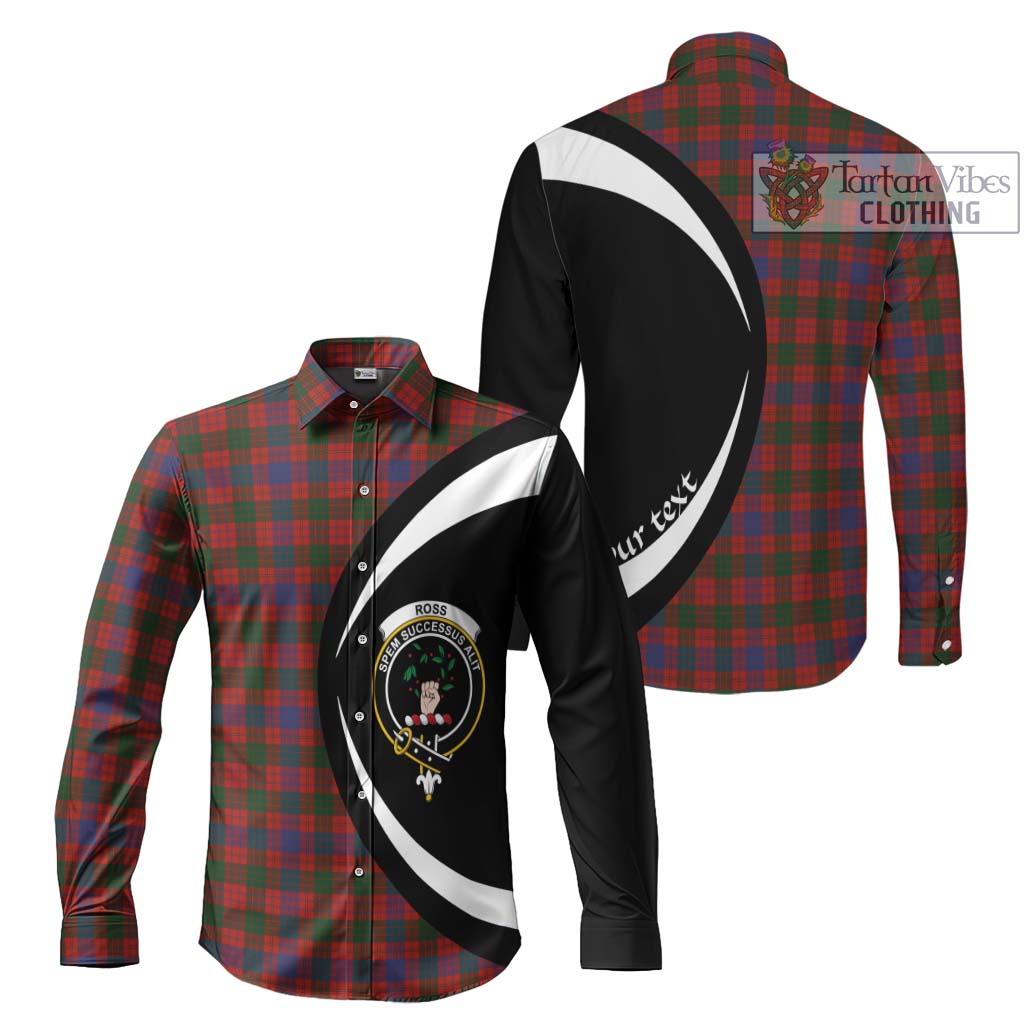 Ross Tartan Long Sleeve Button Up with Family Crest Circle Style Men's Shirt S - Tartan Vibes Clothing