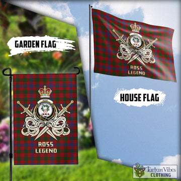 Ross Tartan Flag with Clan Crest and the Golden Sword of Courageous Legacy