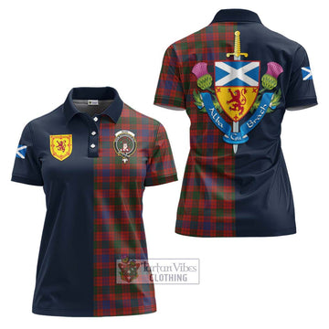 Ross Tartan Women's Polo Shirt Alba with Scottish Lion Royal Arm Half Style