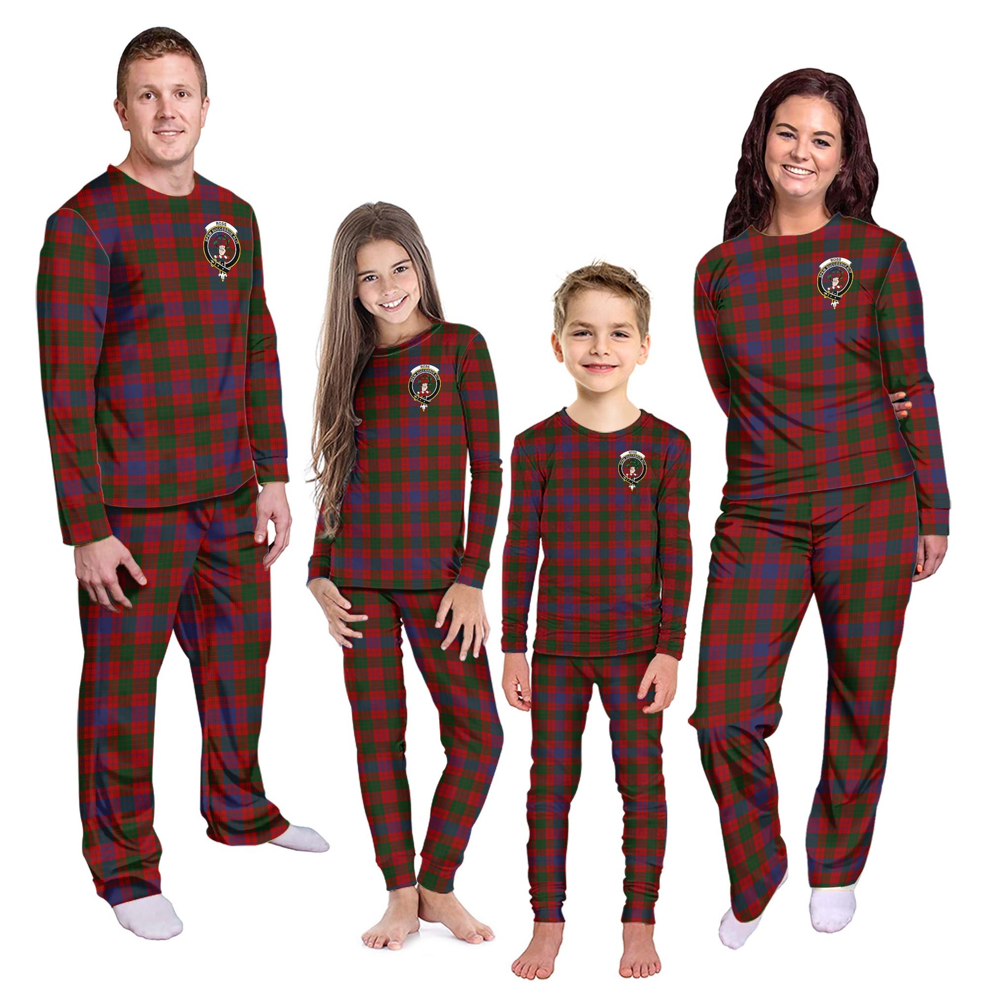 Ross Tartan Pajamas Family Set with Family Crest - Tartanvibesclothing