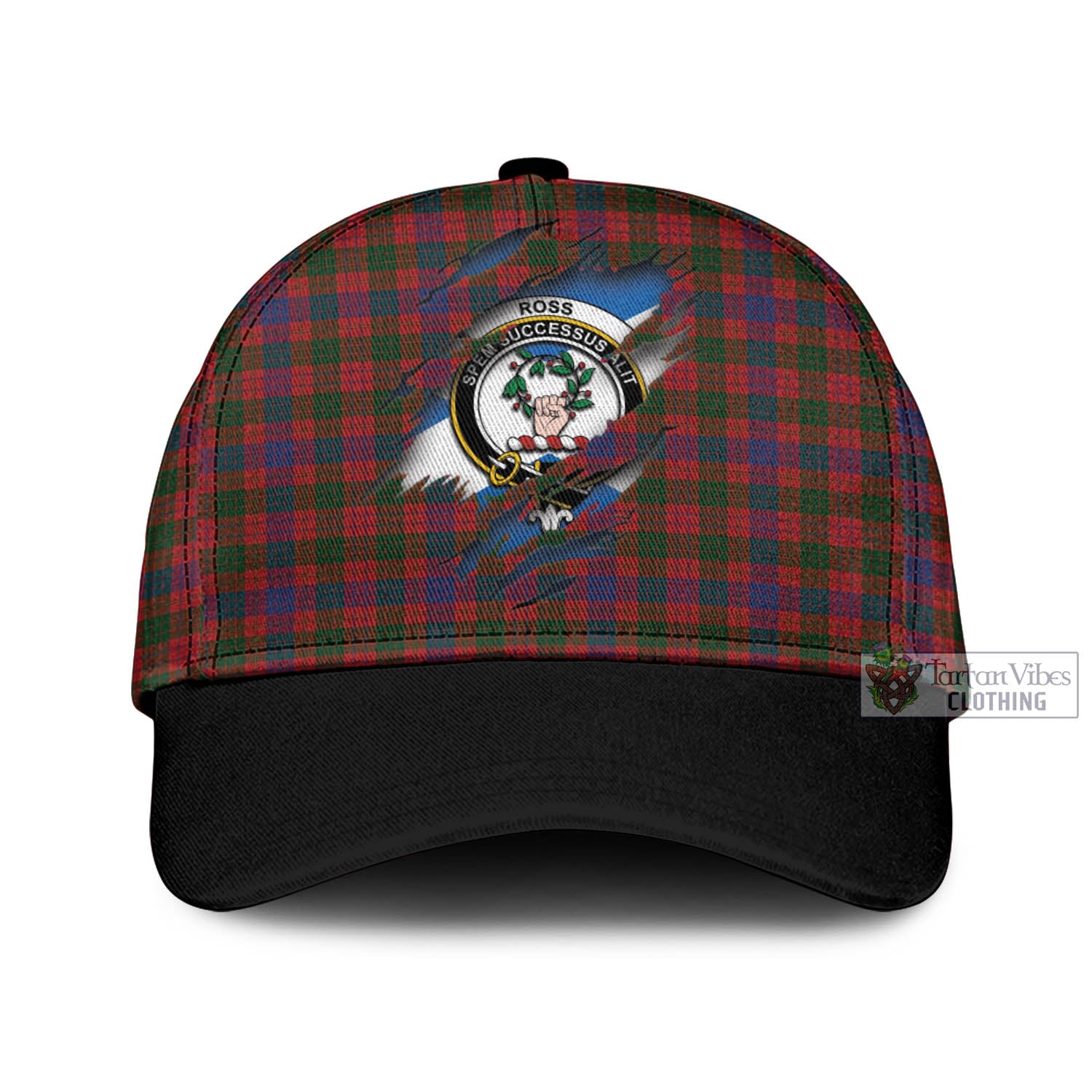 Tartan Vibes Clothing Ross Tartan Classic Cap with Family Crest In Me Style