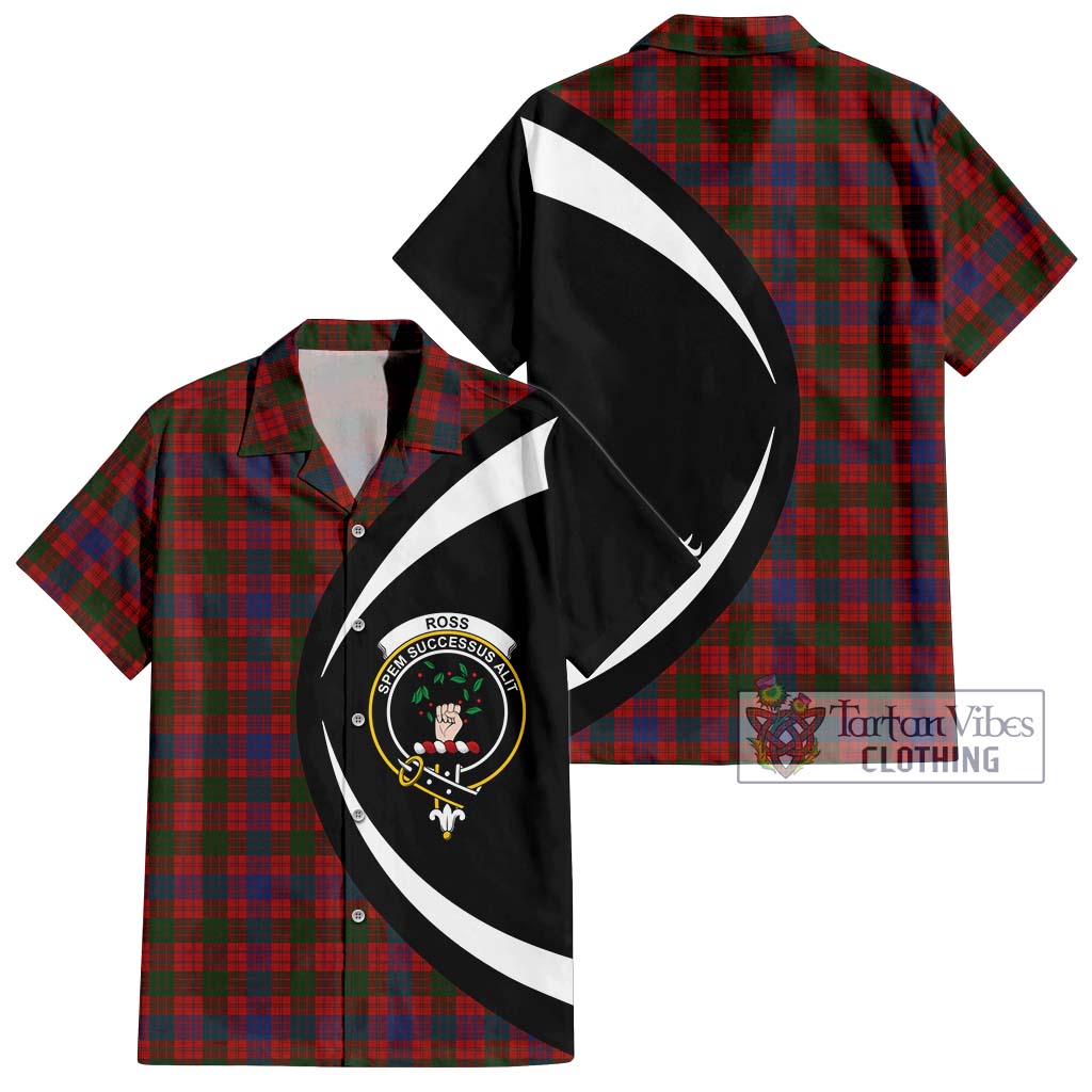 Ross Tartan Short Sleeve Button Up with Family Crest Circle Style Kid - Tartan Vibes Clothing