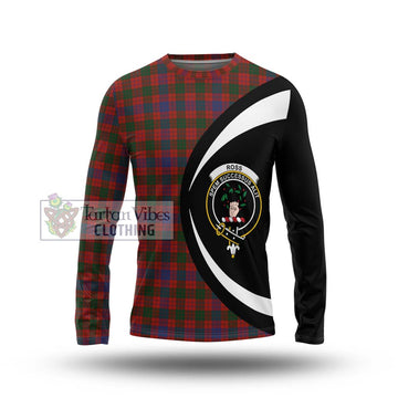 Ross Tartan Long Sleeve T-Shirt with Family Crest Circle Style