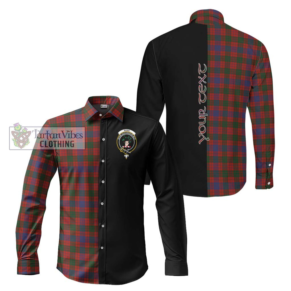 Ross Tartan Long Sleeve Button Shirt with Family Crest and Half Of Me Style Men's Shirt S - Tartanvibesclothing Shop