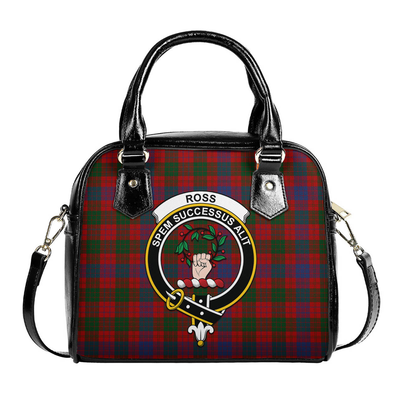 Ross Tartan Shoulder Handbags with Family Crest One Size 6*25*22 cm - Tartanvibesclothing