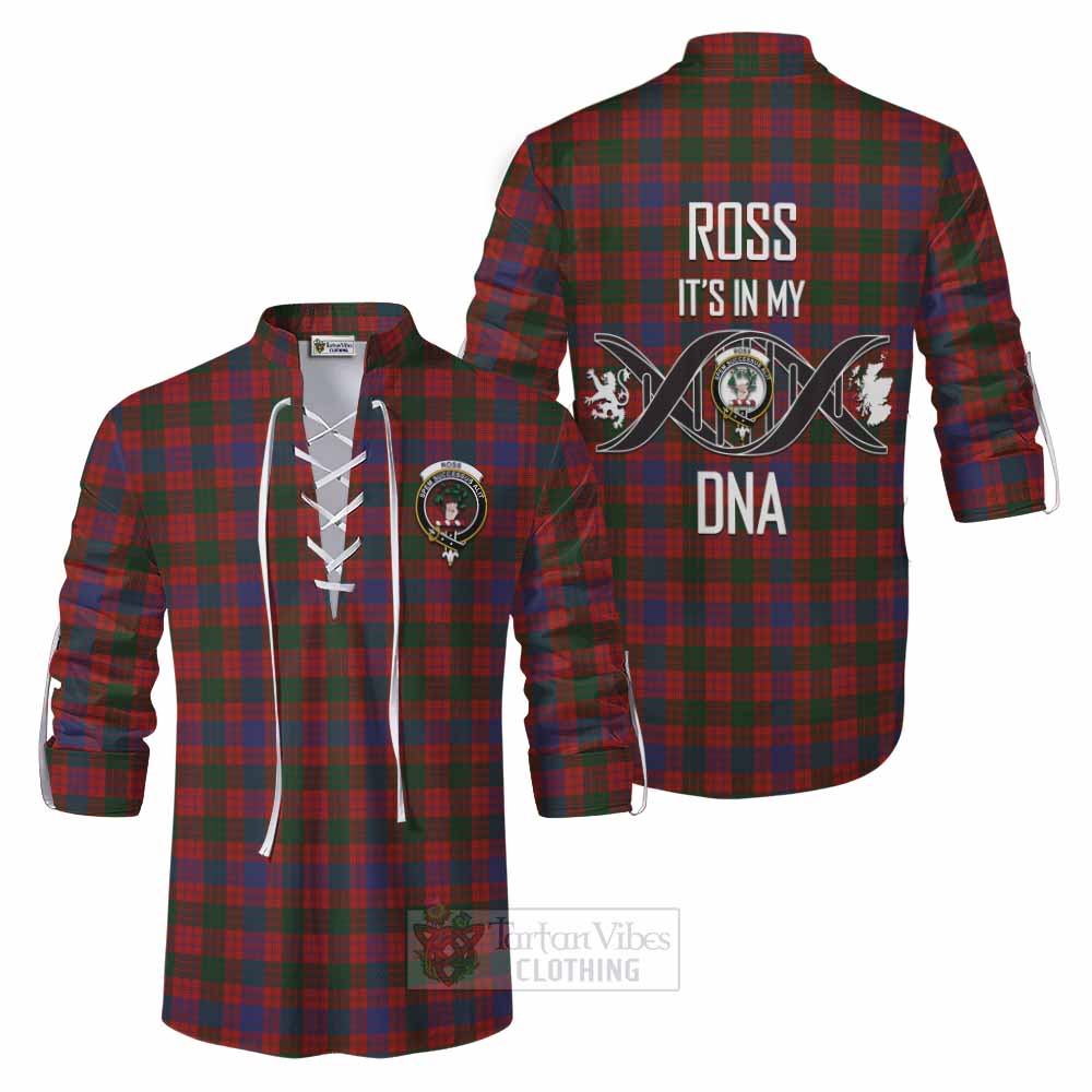 Tartan Vibes Clothing Ross Tartan Ghillie Kilt Shirt with Family Crest DNA In Me Style