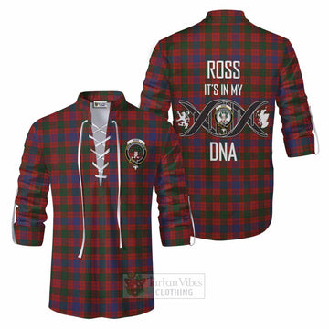 Ross Tartan Ghillie Kilt Shirt with Family Crest DNA In Me Style