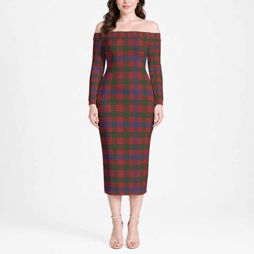 Ross Tartan Off Shoulder Lady Dress Women's Dress - Tartan Vibes Clothing