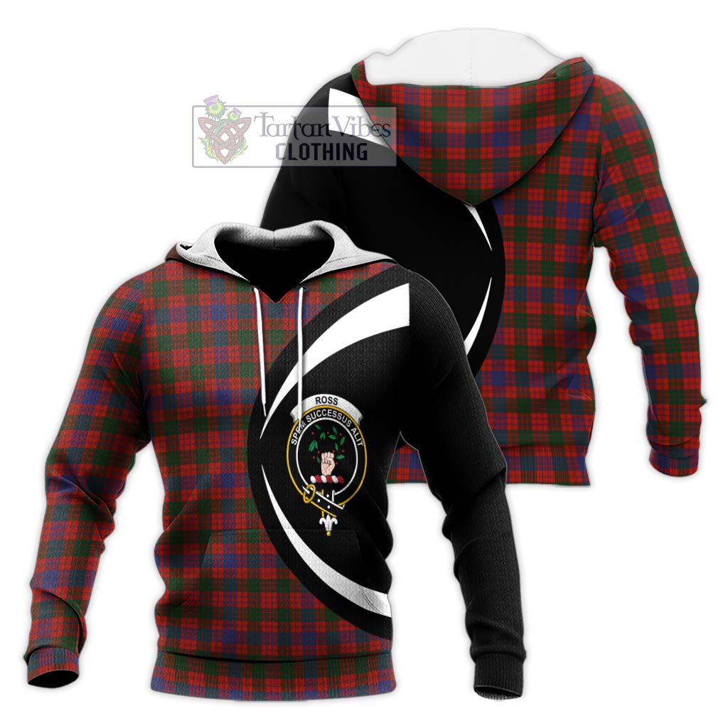 Ross Tartan Knitted Hoodie with Family Crest Circle Style Unisex Knitted Pullover Hoodie - Tartan Vibes Clothing