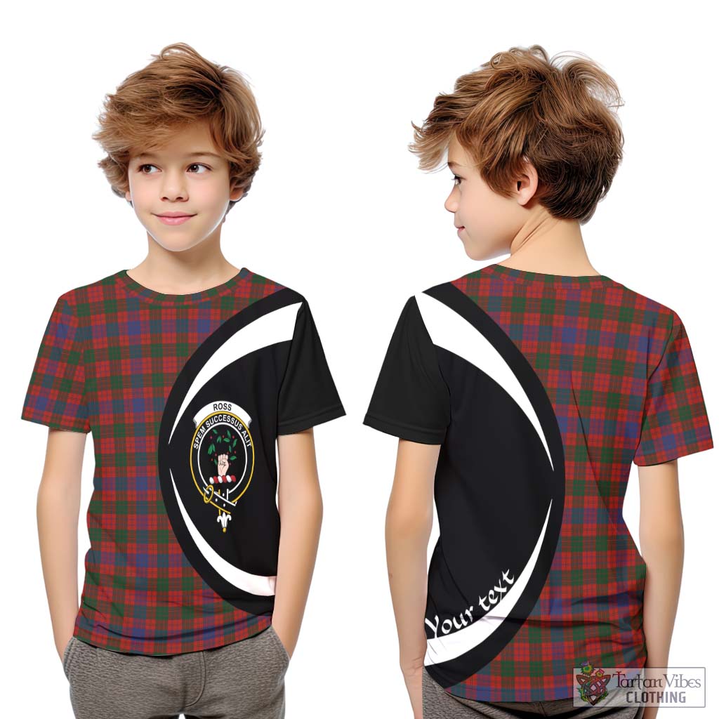 Tartan Vibes Clothing Ross Tartan Kid T-Shirt with Family Crest Circle Style