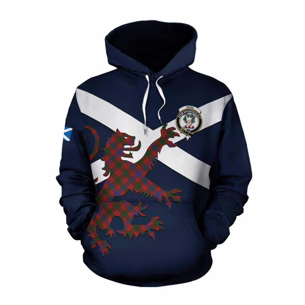 Tartan Vibes Clothing Ross Tartan Lion Rampant Cotton Hoodie Proudly Display Your Heritage with Alba Gu Brath and Clan Name