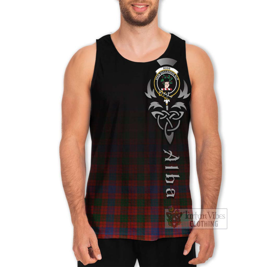 Tartan Vibes Clothing Ross Tartan Men's Tank Top Featuring Alba Gu Brath Family Crest Celtic Inspired