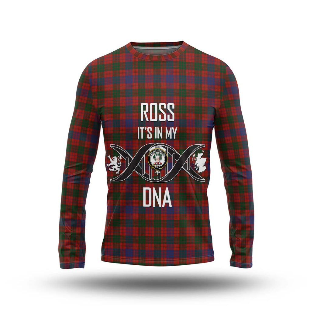 Ross Tartan Long Sleeve T-Shirt with Family Crest DNA In Me Style Unisex - Tartanvibesclothing Shop