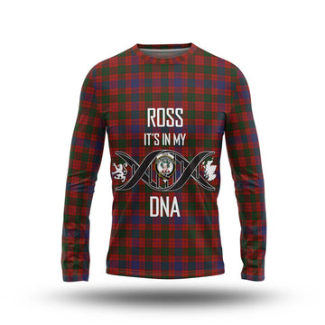 Ross Tartan Long Sleeve T-Shirt with Family Crest DNA In Me Style