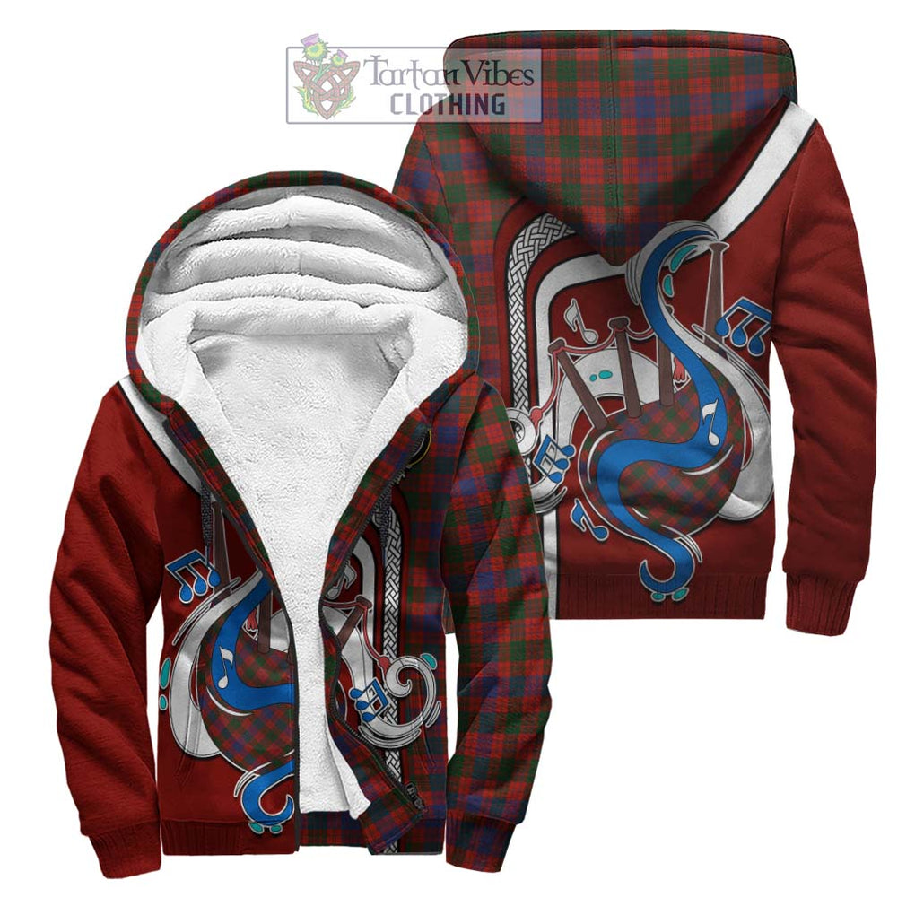 Ross Tartan Sherpa Hoodie with Epic Bagpipe Style Unisex S - Tartanvibesclothing Shop