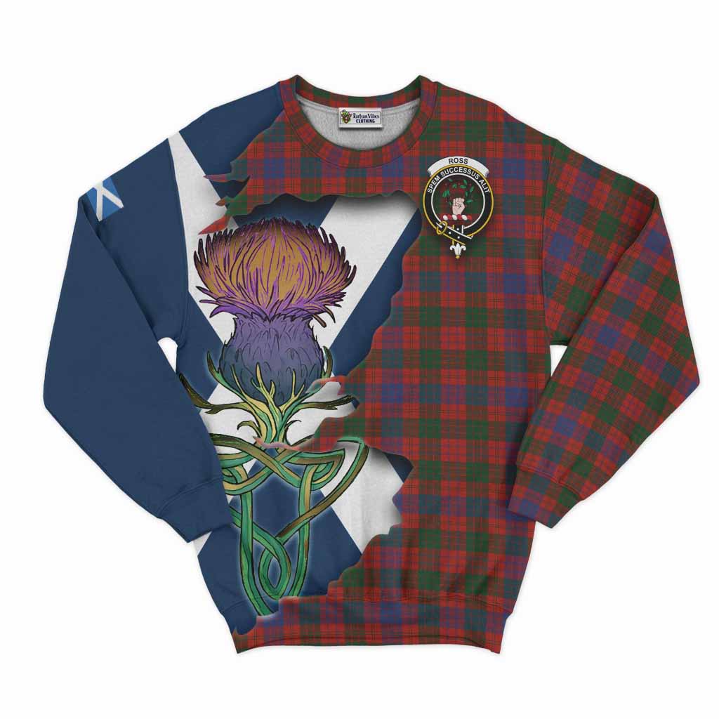 Ross Tartan Family Crest Sweatshirt Scottish Thistle Celtic Inspired Unisex - Tartan Vibes Clothing