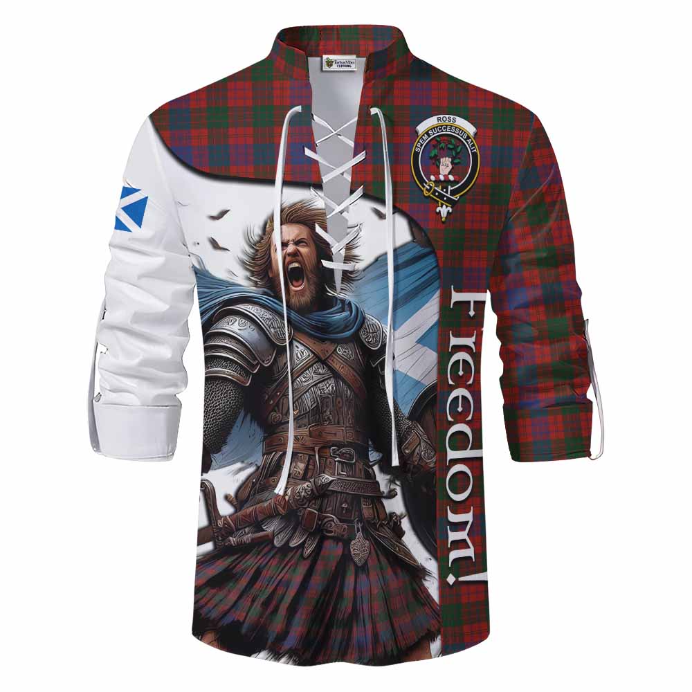 Tartan Vibes Clothing Ross Crest Tartan Ghillie Kilt Shirt Inspired by the Freedom of Scottish Warrior