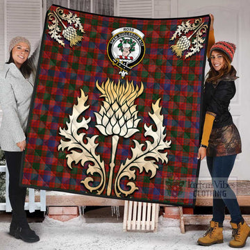 Ross Tartan Quilt with Family Crest and Golden Thistle Style