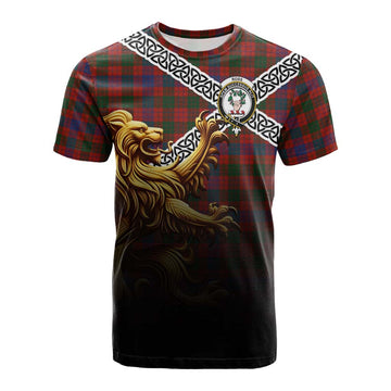 Ross Crest Tartan Cotton T-shirt with Golden Lion Emblem Celtic Style Kid's Shirt - Tartan Vibes Clothing