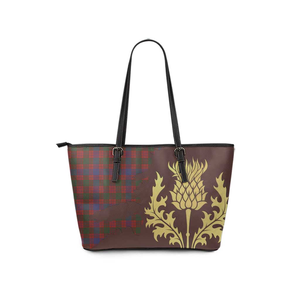 Ross Tartan Leather Tote Bag Gold Thistle Style - Tartan Vibes Clothing