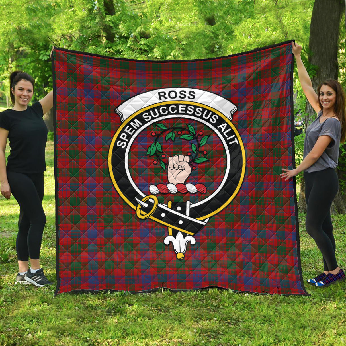 ross-tartan-quilt-with-family-crest