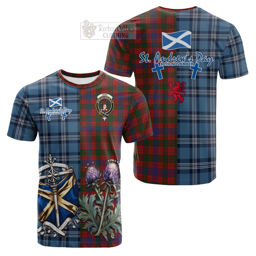 Tartan Vibes Clothing Ross Tartan Cotton T-shirt Happy St. Andrew's Day Half Tartan Style