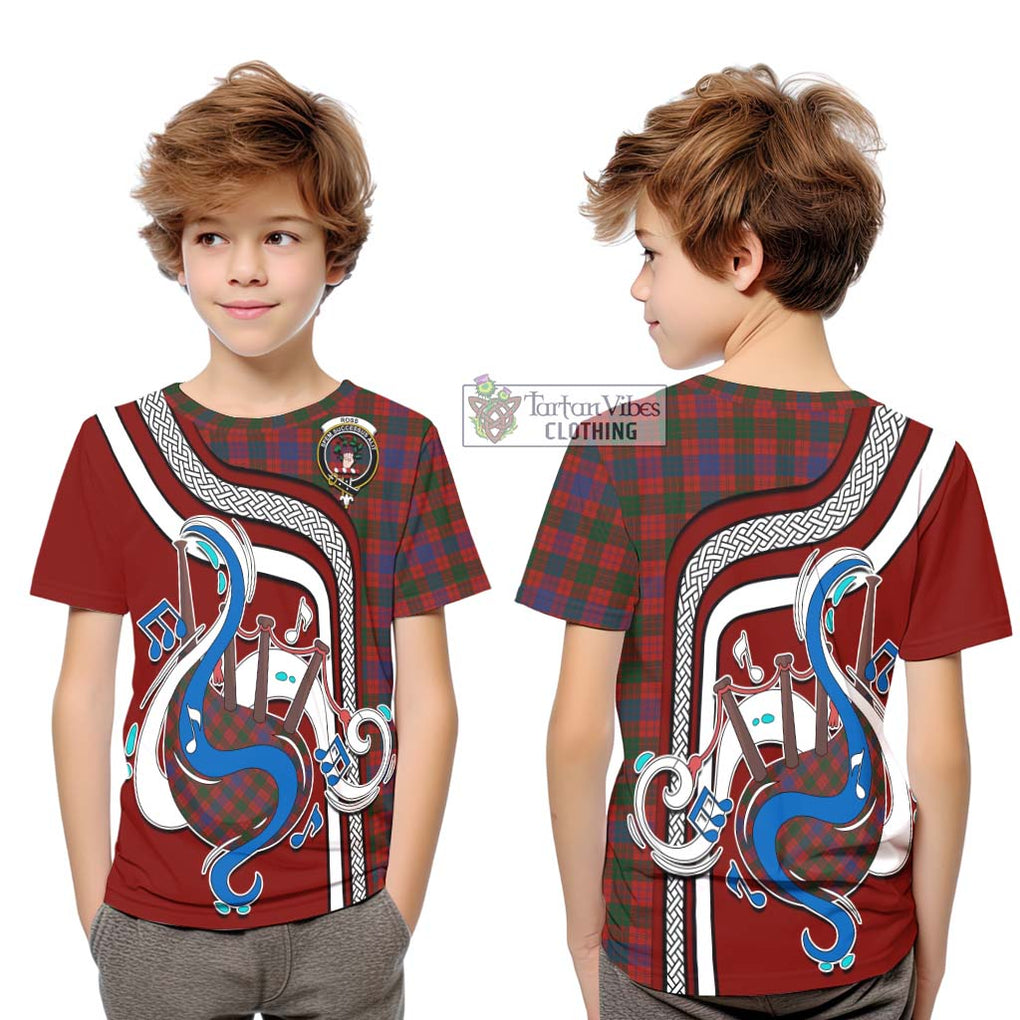 Tartan Vibes Clothing Ross Tartan Kid T-Shirt with Epic Bagpipe Style