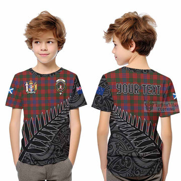 Ross Crest Tartan Kid T-Shirt with New Zealand Silver Fern Half Style