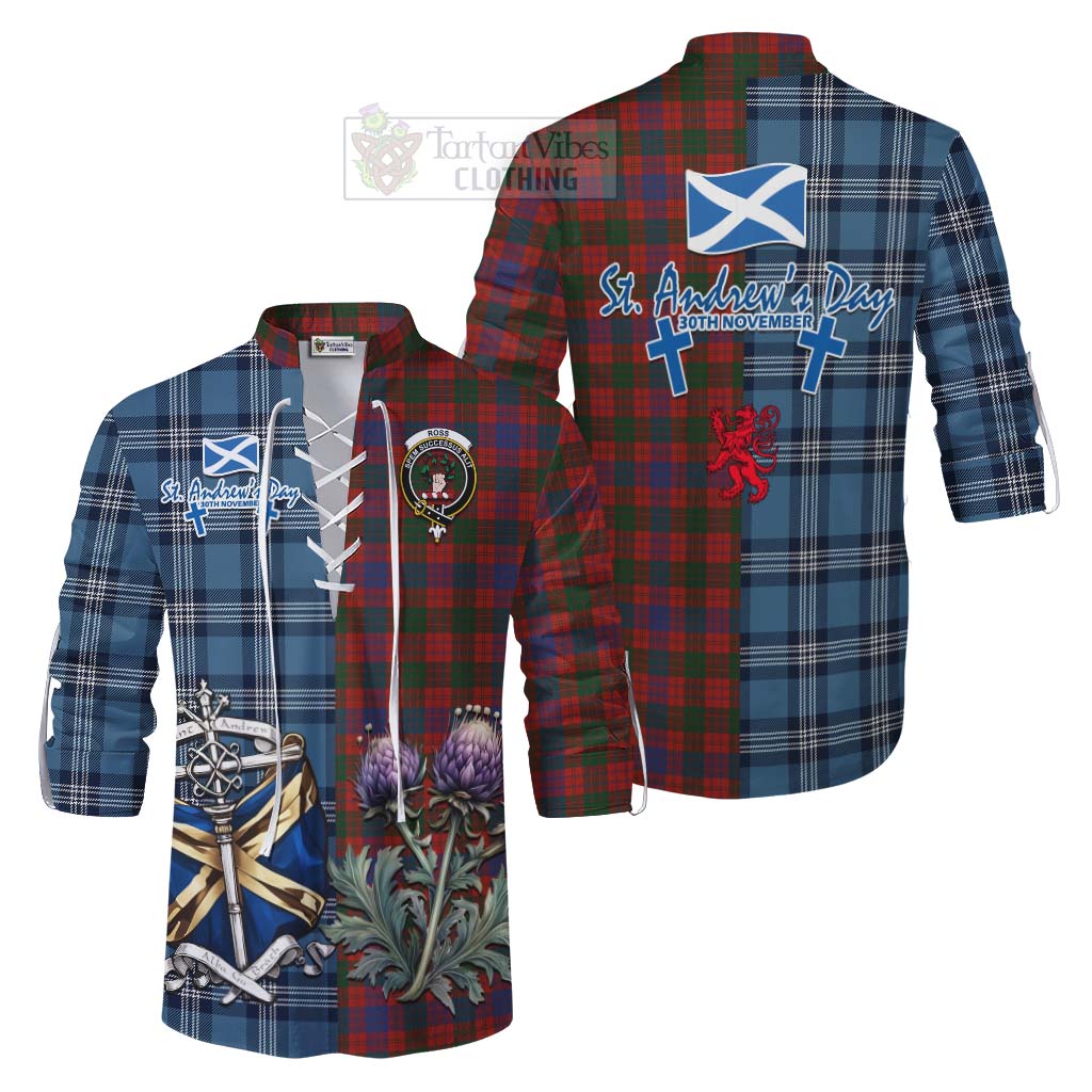 Tartan Vibes Clothing Ross Tartan Ghillie Kilt Shirt Happy St. Andrew's Day Half Tartan Style