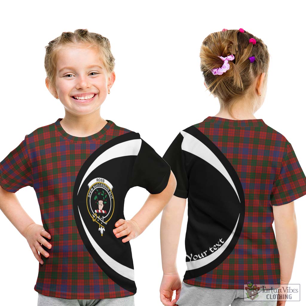 Tartan Vibes Clothing Ross Tartan Kid T-Shirt with Family Crest Circle Style