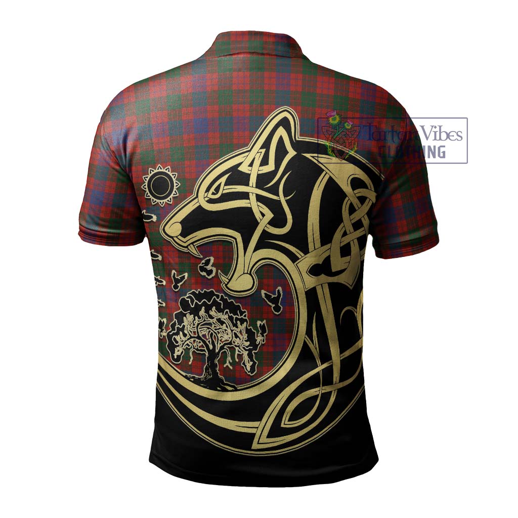 Tartan Vibes Clothing Ross Tartan Polo Shirt with Family Crest Celtic Wolf Style