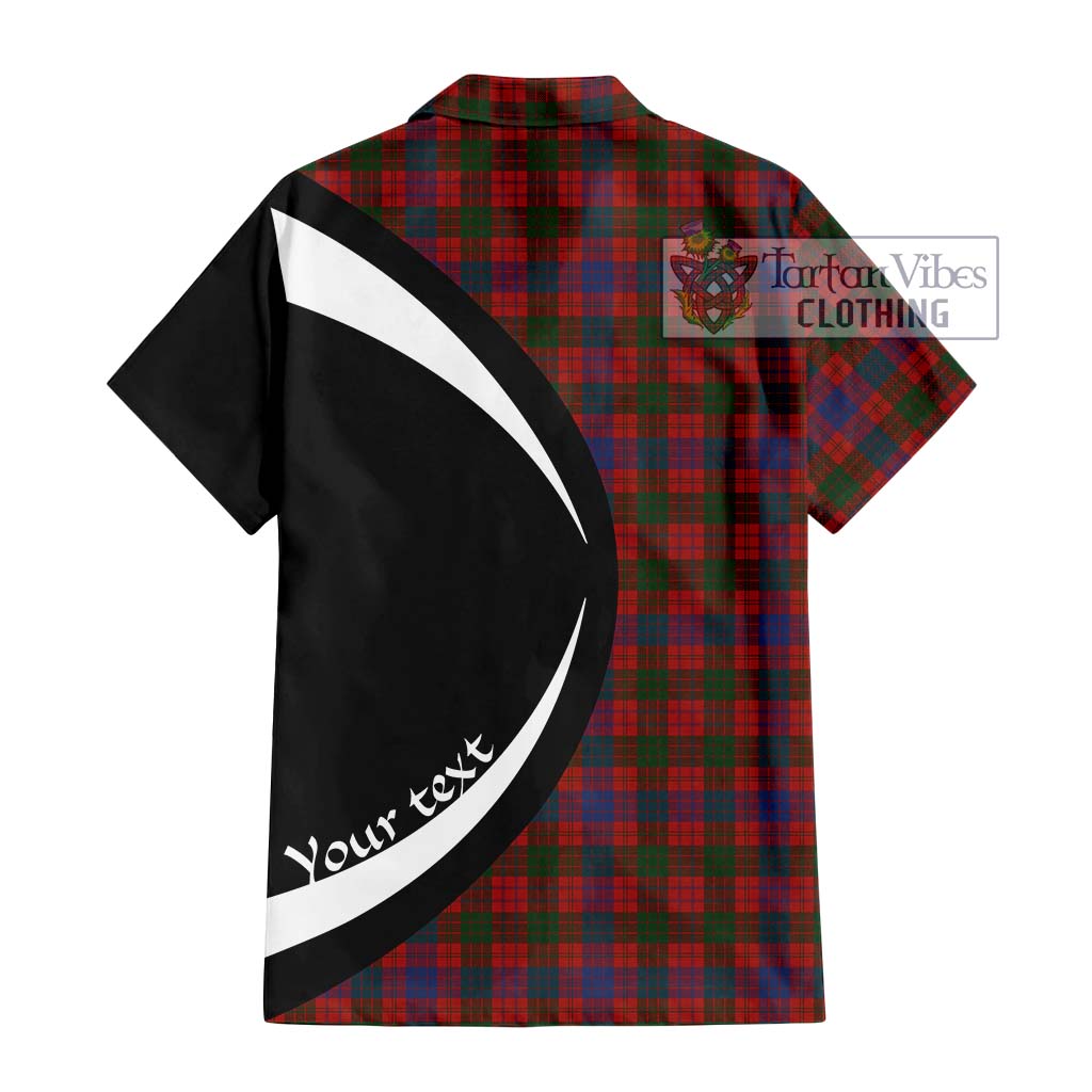 Ross Tartan Short Sleeve Button Up with Family Crest Circle Style - Tartan Vibes Clothing